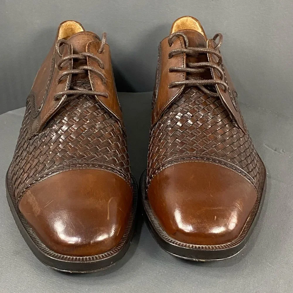 PRINCIPE Brown leather Basket Weave Oxfords mens size 9